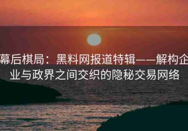 幕后棋局：黑料网报道特辑——解构企业与政界之间交织的隐秘交易网络