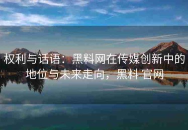 权利与话语：黑料网在传媒创新中的地位与未来走向，黑料 官网