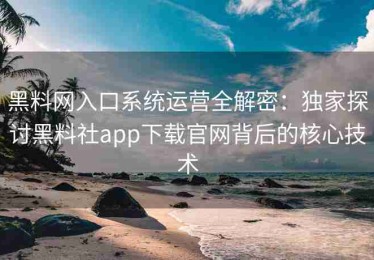 黑料网入口系统运营全解密：独家探讨黑料社app下载官网背后的核心技术