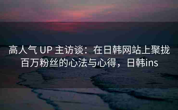 高人气 UP 主访谈：在日韩网站上聚拢百万粉丝的心法与心得，日韩ins