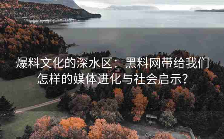 爆料文化的深水区：黑料网带给我们怎样的媒体进化与社会启示？