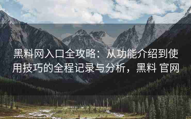 黑料网入口全攻略：从功能介绍到使用技巧的全程记录与分析，黑料 官网