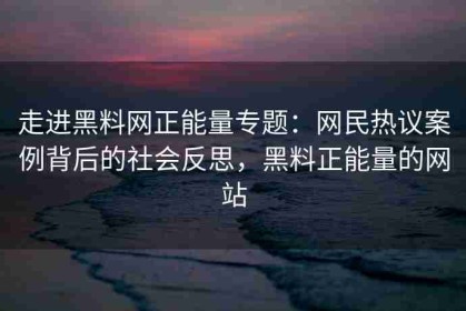 走进黑料网正能量专题：网民热议案例背后的社会反思，黑料正能量的网站