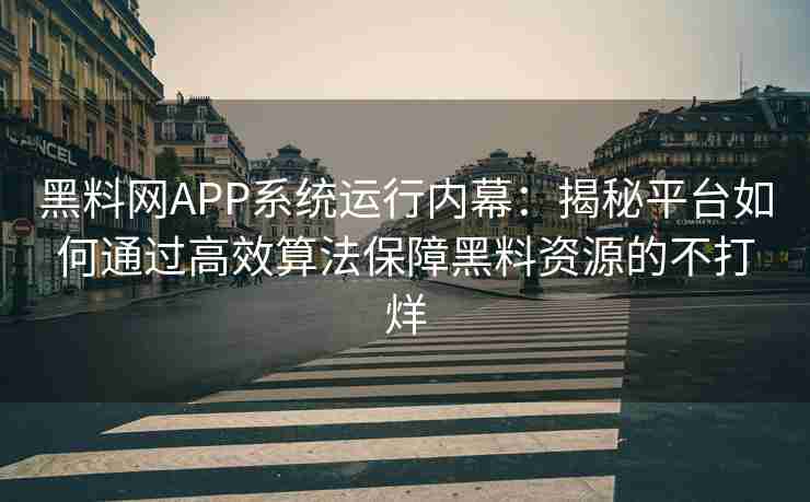 黑料网APP系统运行内幕：揭秘平台如何通过高效算法保障黑料资源的不打烊