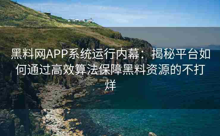 黑料网APP系统运行内幕：揭秘平台如何通过高效算法保障黑料资源的不打烊