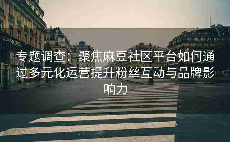 专题调查：聚焦麻豆社区平台如何通过多元化运营提升粉丝互动与品牌影响力