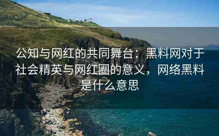 公知与网红的共同舞台：黑料网对于社会精英与网红圈的意义，网络黑料是什么意思
