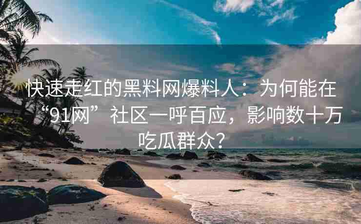 快速走红的黑料网爆料人：为何能在“91网”社区一呼百应，影响数十万吃瓜群众？