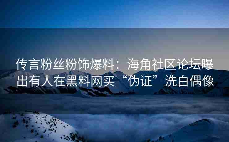 传言粉丝粉饰爆料：海角社区论坛曝出有人在黑料网买“伪证”洗白偶像