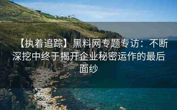 【执着追踪】黑料网专题专访：不断深挖中终于揭开企业秘密运作的最后面纱